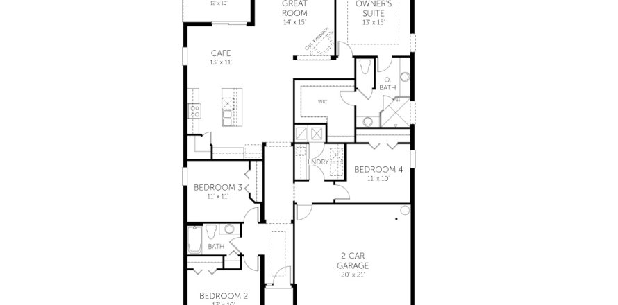 House floor plan «Mulberry Plan», 4 rooms in Cypress Park Estates