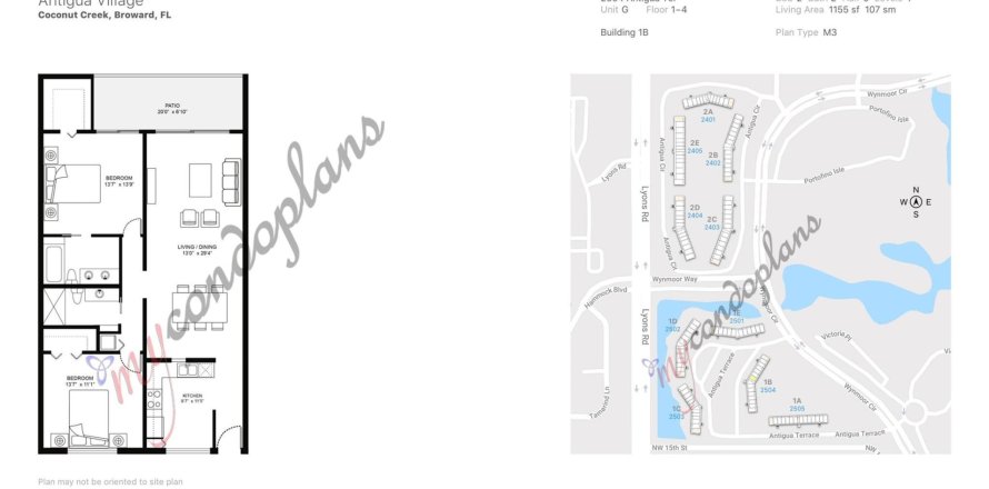 Condo in Coconut Creek, Florida, 2 bedrooms  № 1178692