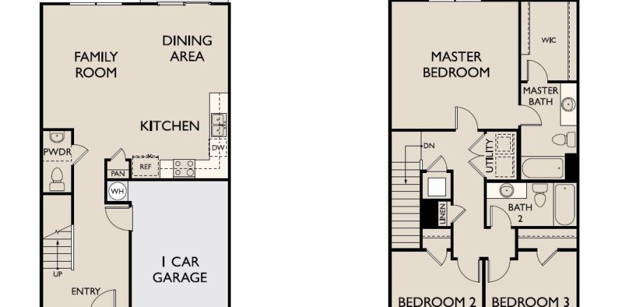Townhouse floor plan «385 Madison Drive», 3 rooms in Madison Place