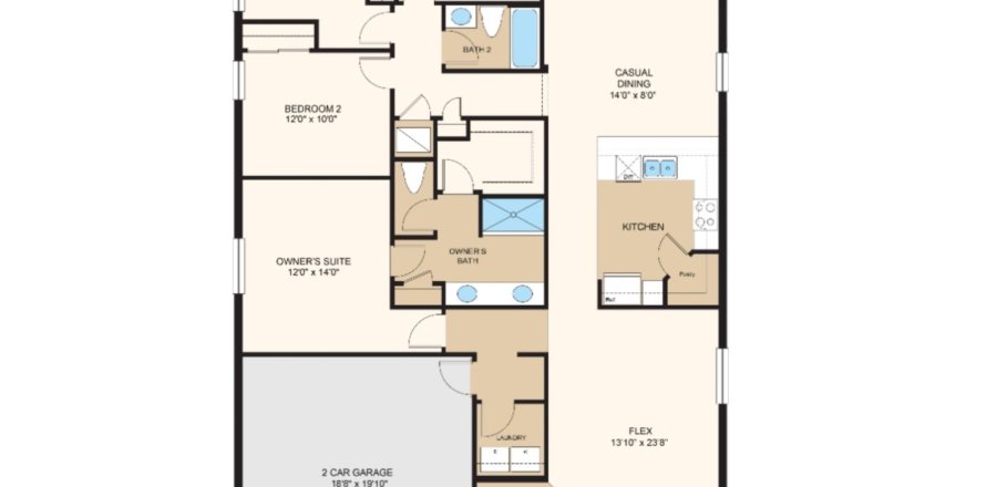 House floor plan «3R-1», 3 rooms in Tierra del Sol