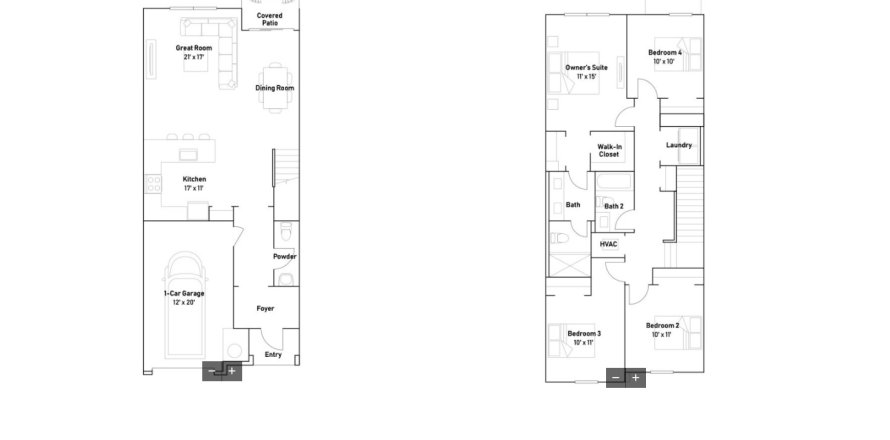 Townhouse floor plan «Townhouse», 4 bedrooms in Lakeshore at The Fountains