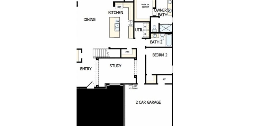 Планировка виллы или дома «House» 3 спальни в ЖК North River Ranch - Cottage Series