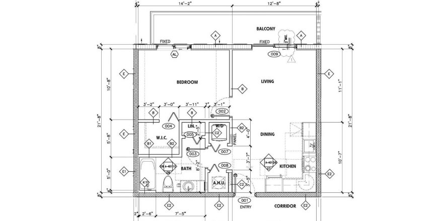 Планировка Кондоминиума «1BR-2» 1 спальня в ЖК Aventura Quattro