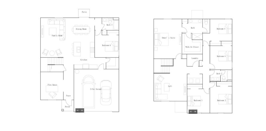 Планировка Таунхауса «Richmond Plan» 6 комнат в ЖК Saddle Creek Preserve - The Estates I