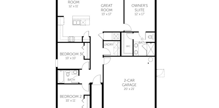 Планировка Виллы или дома «Auburndale Plan» 3 комнаты в ЖК Cypress Park Estates