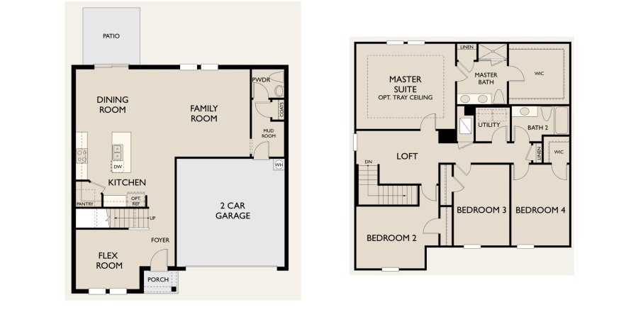 Townhouse floor plan «Tortuga Plan», 4 rooms in Glen at West Haven