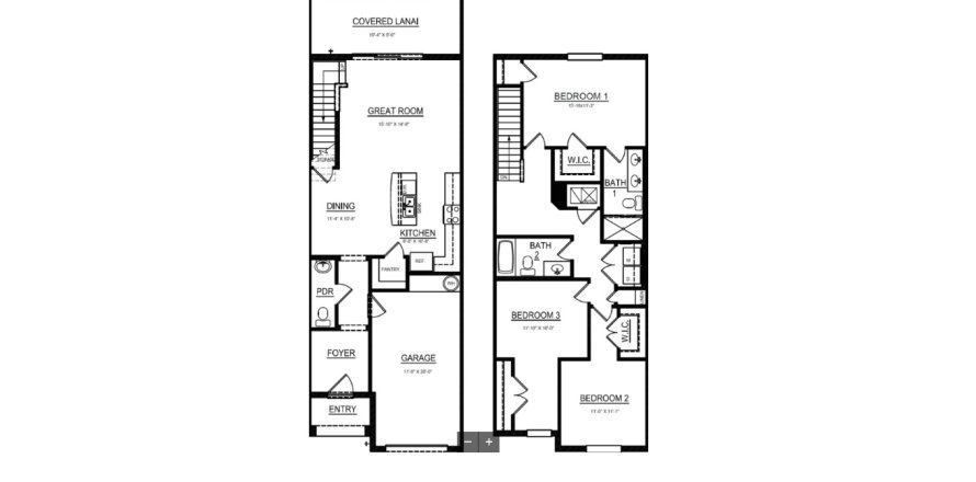 Планировка таунхауса «Townhouse» 3 спальни в ЖК Braden Pointe