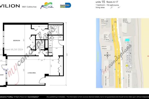 Condominio en venta en Miami Beach, Florida, 1 dormitorio, 89.19 m2 № 1238668 - foto 13