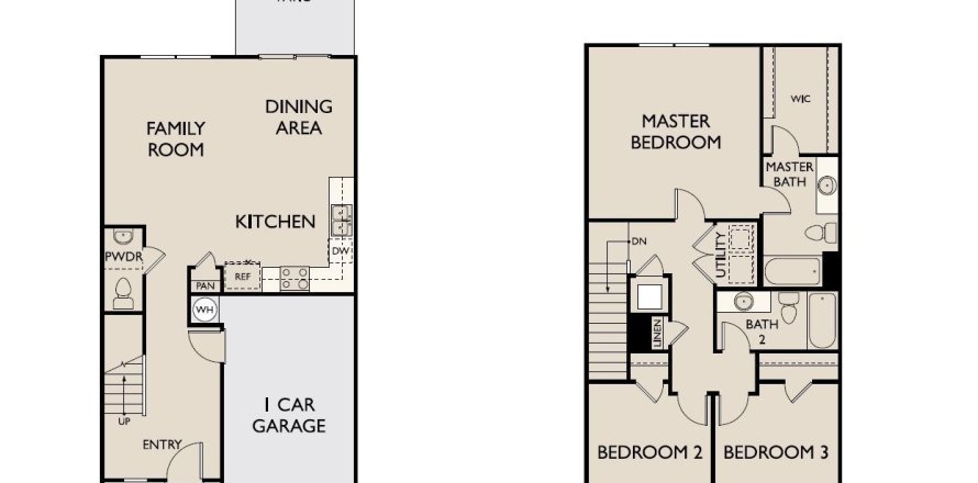 Townhouse floor plan «373 Madison Drive», 3 rooms in Madison Place