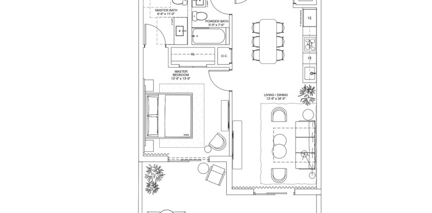Apartment floor plan «13899 Biscayne Blvd W306», 1 bedroom in NEXO RESIDENCES