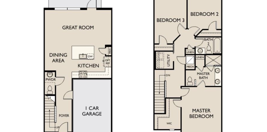 Townhouse floor plan «Laurel Plan», 3 rooms in The Enclaves at Festiva