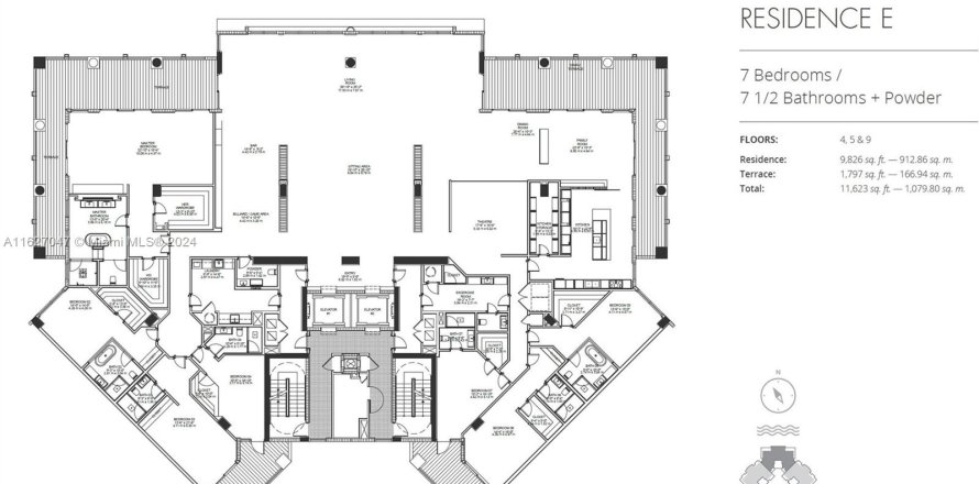 Кондоминиум с 7 спальнями в Майами-Бич, Флорида № 1280945