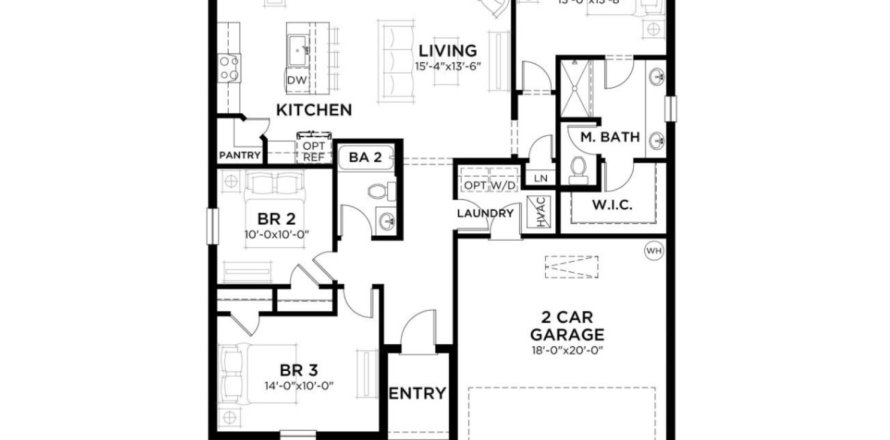 House floor plan «Adora», 2 bedrooms in Riverstone