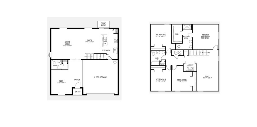 Townhouse floor plan «Sequoia Plan», 4 rooms in Polk County Scattered