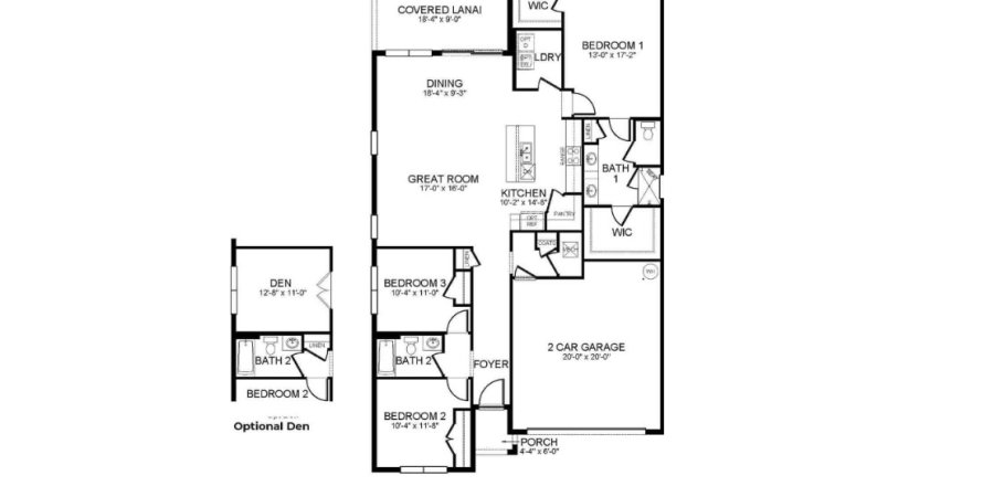 Планировка виллы или дома «House» 3 спальни в ЖК Star Farms at Lakewood Ranch - Freedom