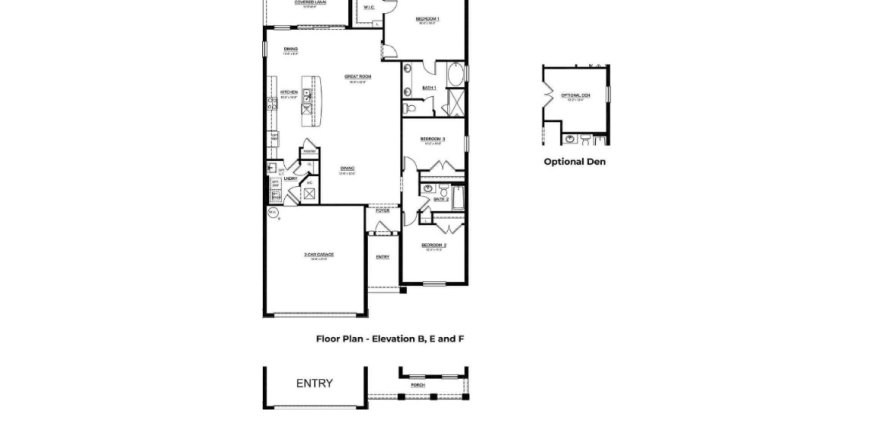 Планировка виллы или дома «House» 3 спальни в ЖК Star Farms at Lakewood Ranch - Freedom