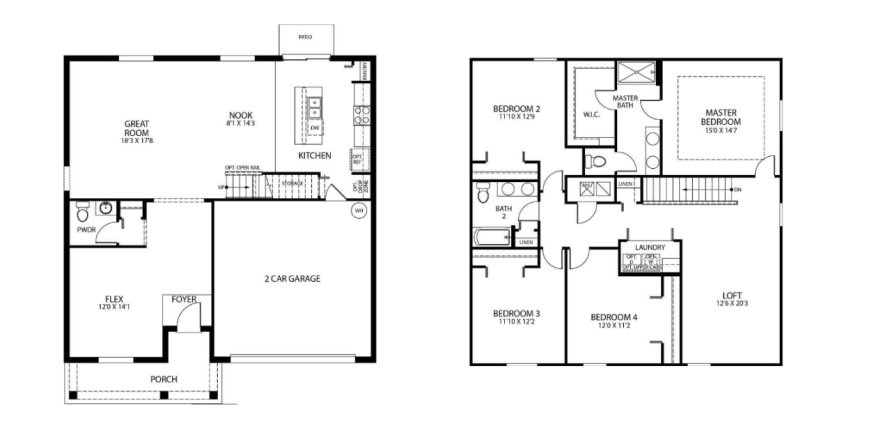 Планировка виллы или дома «House» 4 спальни в ЖК Deland by Maronda Homes